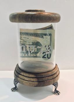 Dark Wood and Lucite Tzedakah Box